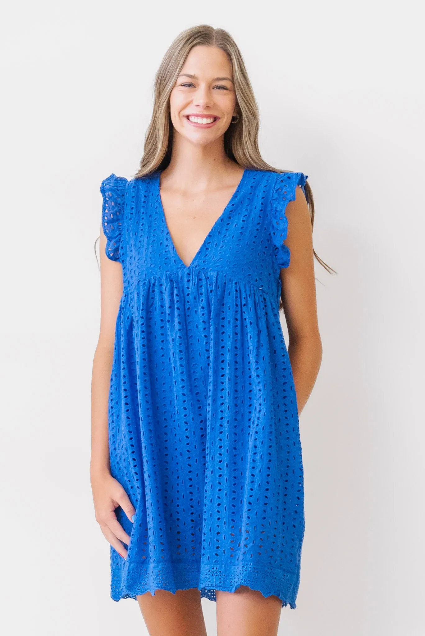 Lavender J Eyelet Pocket Dress