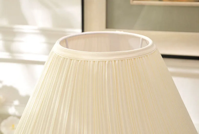 LED Table Lamp with Colorful Carved Flowers and Mushroom Pleated Silk Shade