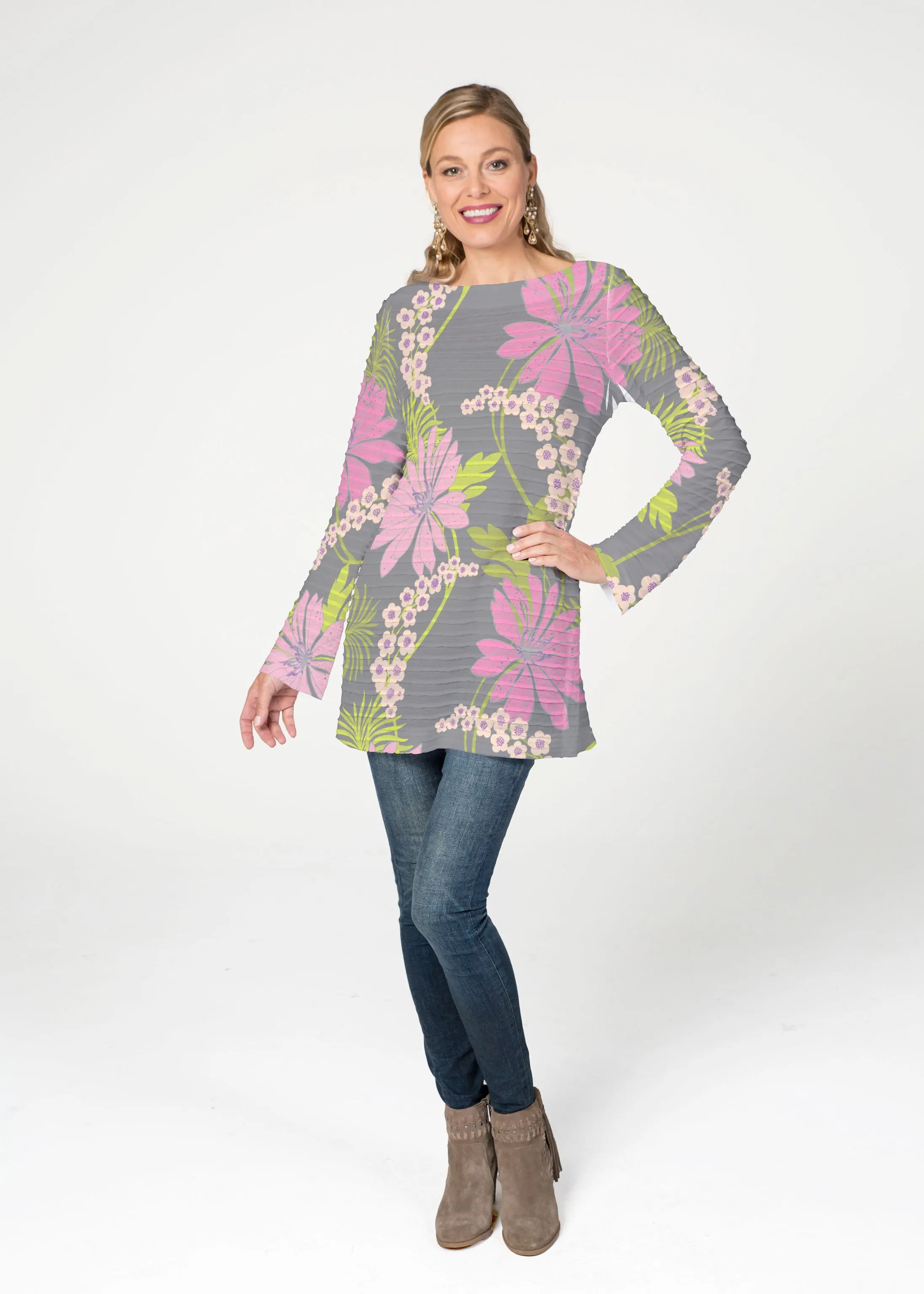 LeeLee (14304) ~ Banded Boatneck Tunic