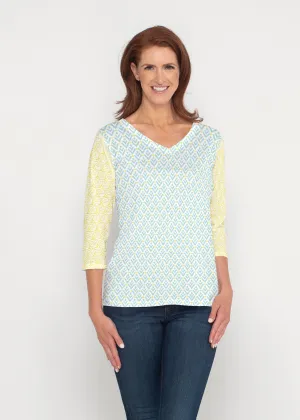 Lemon Drop (13575) ~ Signature 3/4 Sleeve V-Neck Top