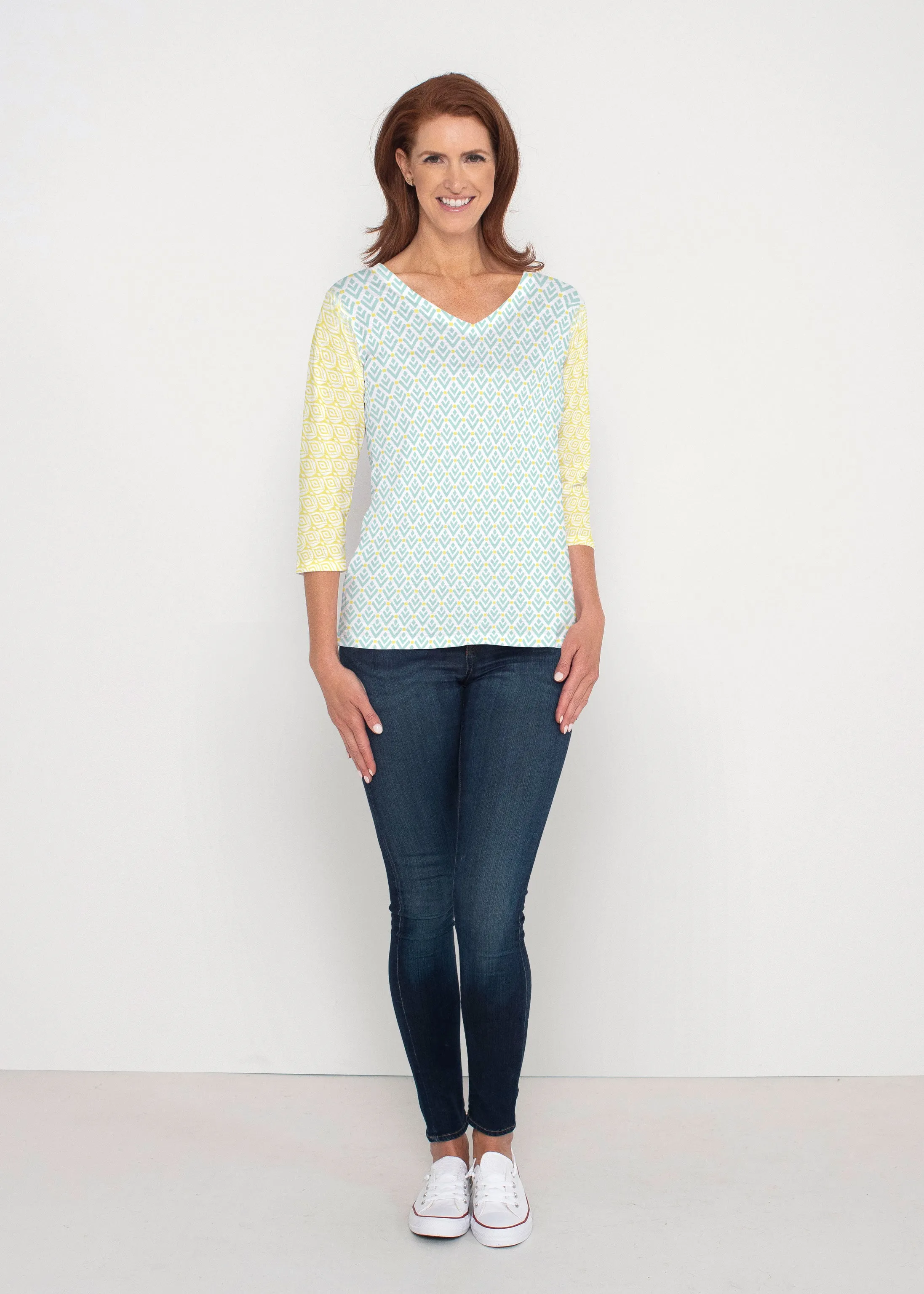 Lemon Drop (13575) ~ Signature 3/4 Sleeve V-Neck Top