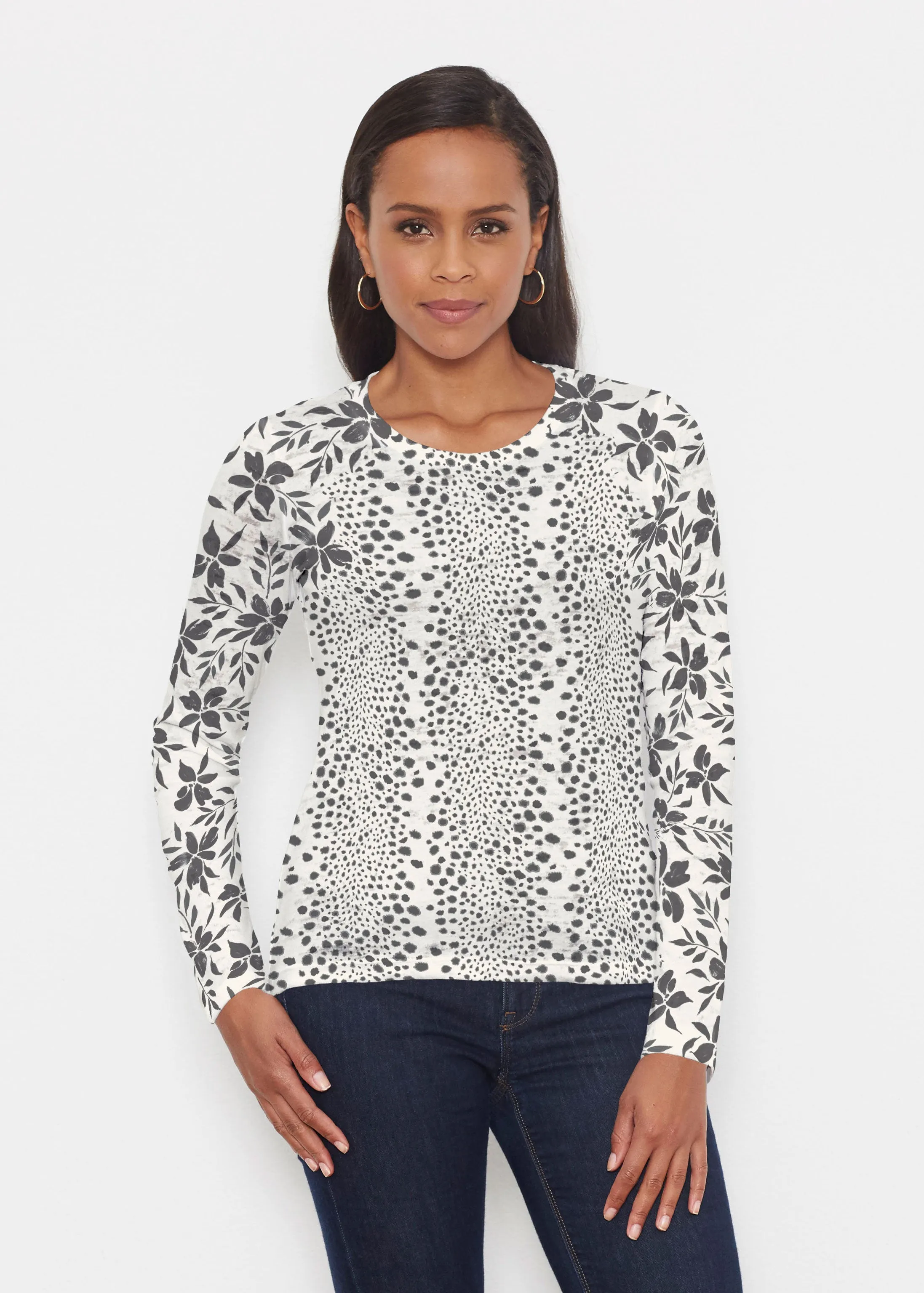 Leopard Rose (8018) ~ Signature Long Sleeve Crew Shirt