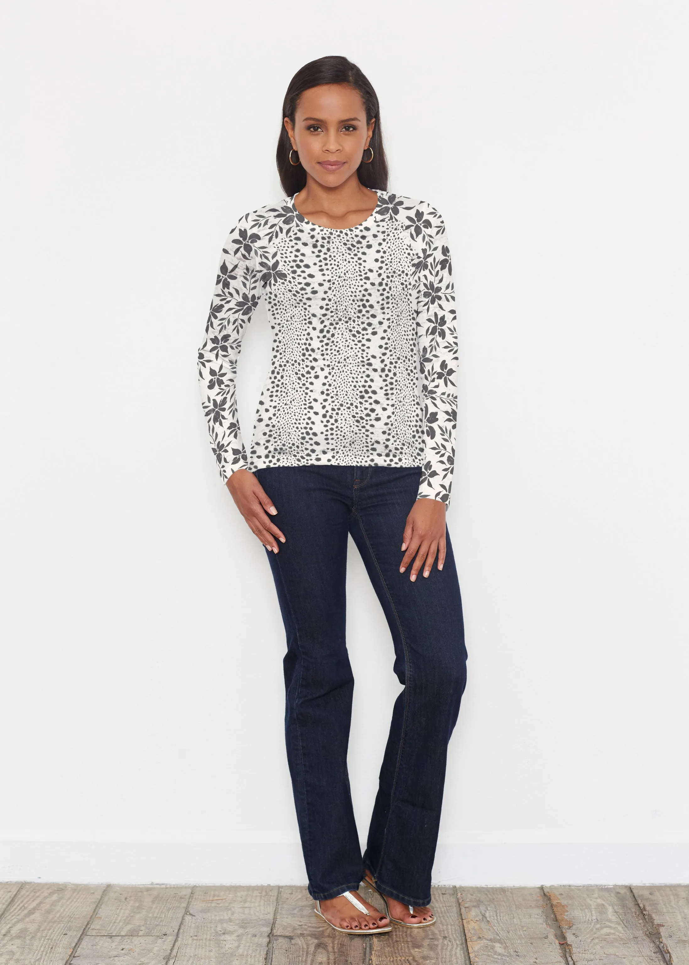 Leopard Rose (8018) ~ Signature Long Sleeve Crew Shirt