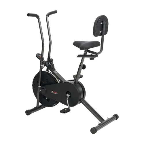 Life Line Fitness LE-102BS Air Bike Exercise Indoor Cycle with Stationary Handles, Back Support, Vertically and Horizontally Adjustable Seat, Adjustable Resistance, LCD Display