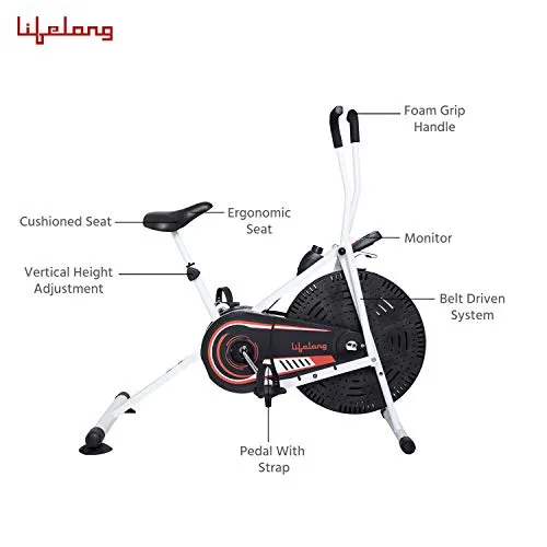 Lifelong LLFCN36 Fit Lite Airbike Exercise Machine with Stationary Handle for Cardio Training, Weight Loss and Workout at Home (Free Installation Assistance)