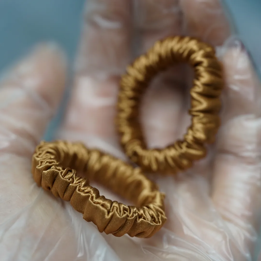 Light Brown Silk Scrunchie Tiny - For Adult / Baby / Toddler