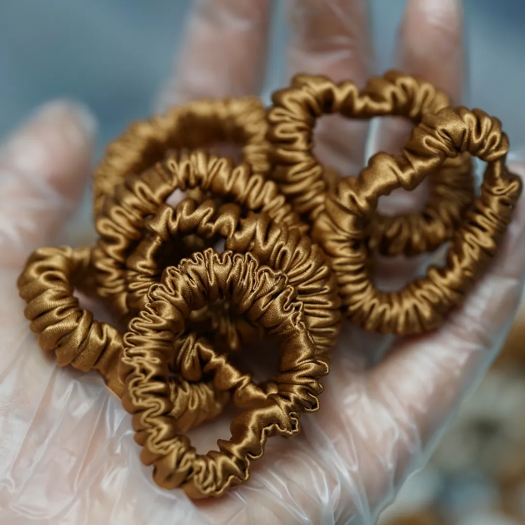 Light Brown Silk Scrunchie Tiny - For Adult / Baby / Toddler