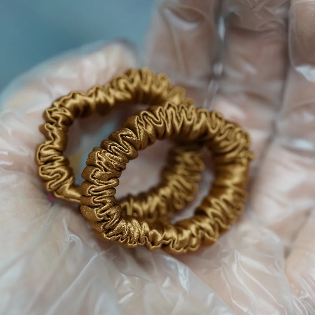 Light Brown Silk Scrunchie Tiny - For Adult / Baby / Toddler