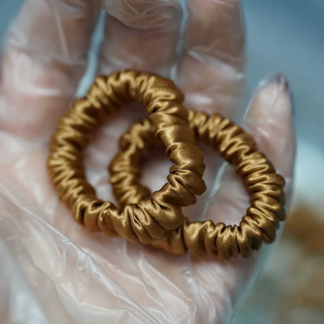 Light Brown Silk Scrunchie Tiny - For Adult / Baby / Toddler