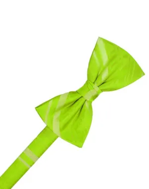 Lime Striped Satin Kids Bow Tie