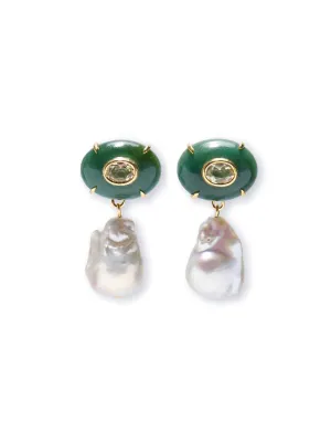 Lizzie Fortunato Plaza Pearl Earrings in Jade