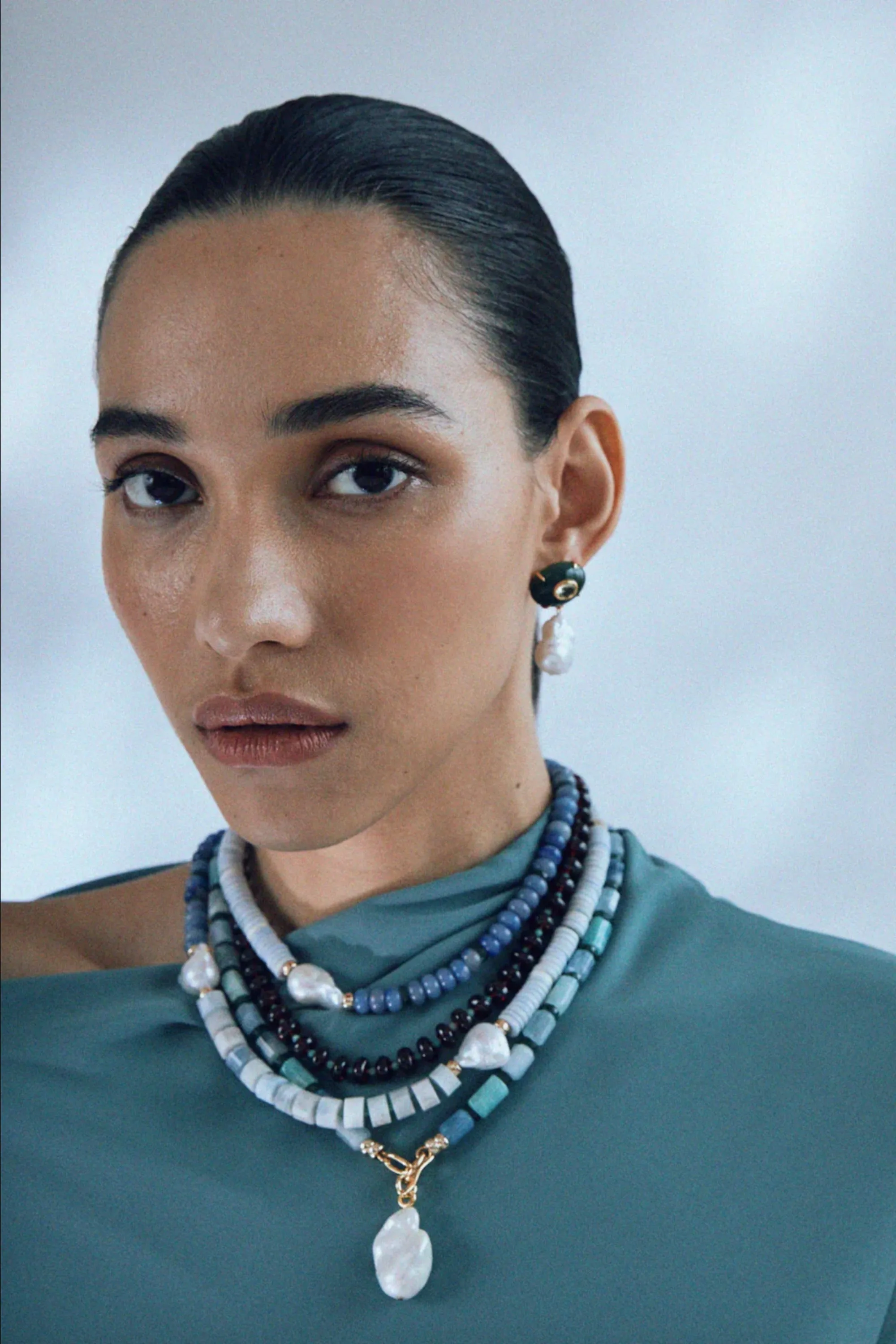 Lizzie Fortunato Plaza Pearl Earrings in Jade