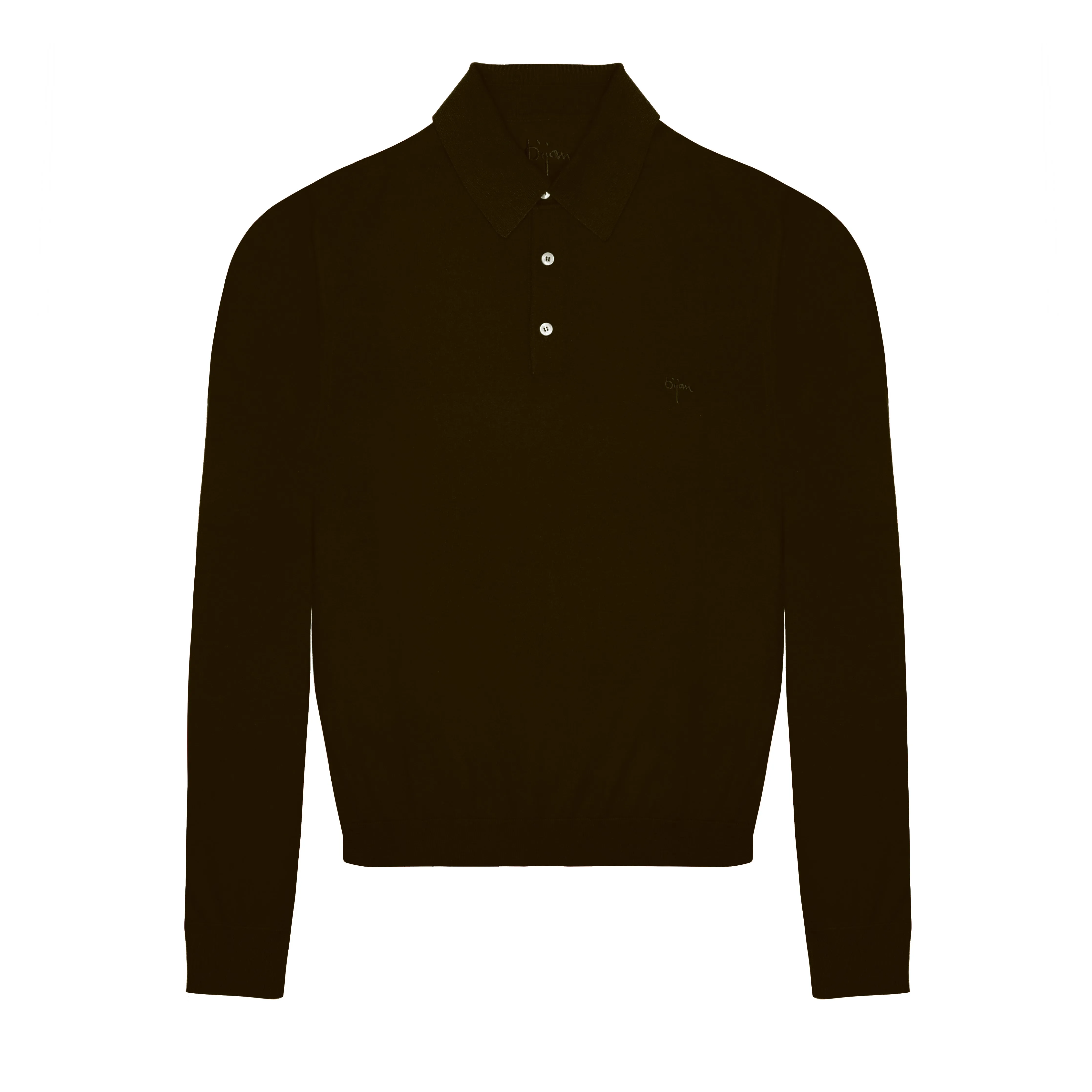 Long Sleeve Cashmere and Silk Polo Shirt