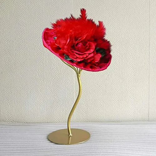 Losa Modern Balloon Style Metal Hat Holder Tabletop Decorative Wig Display Stand Golden