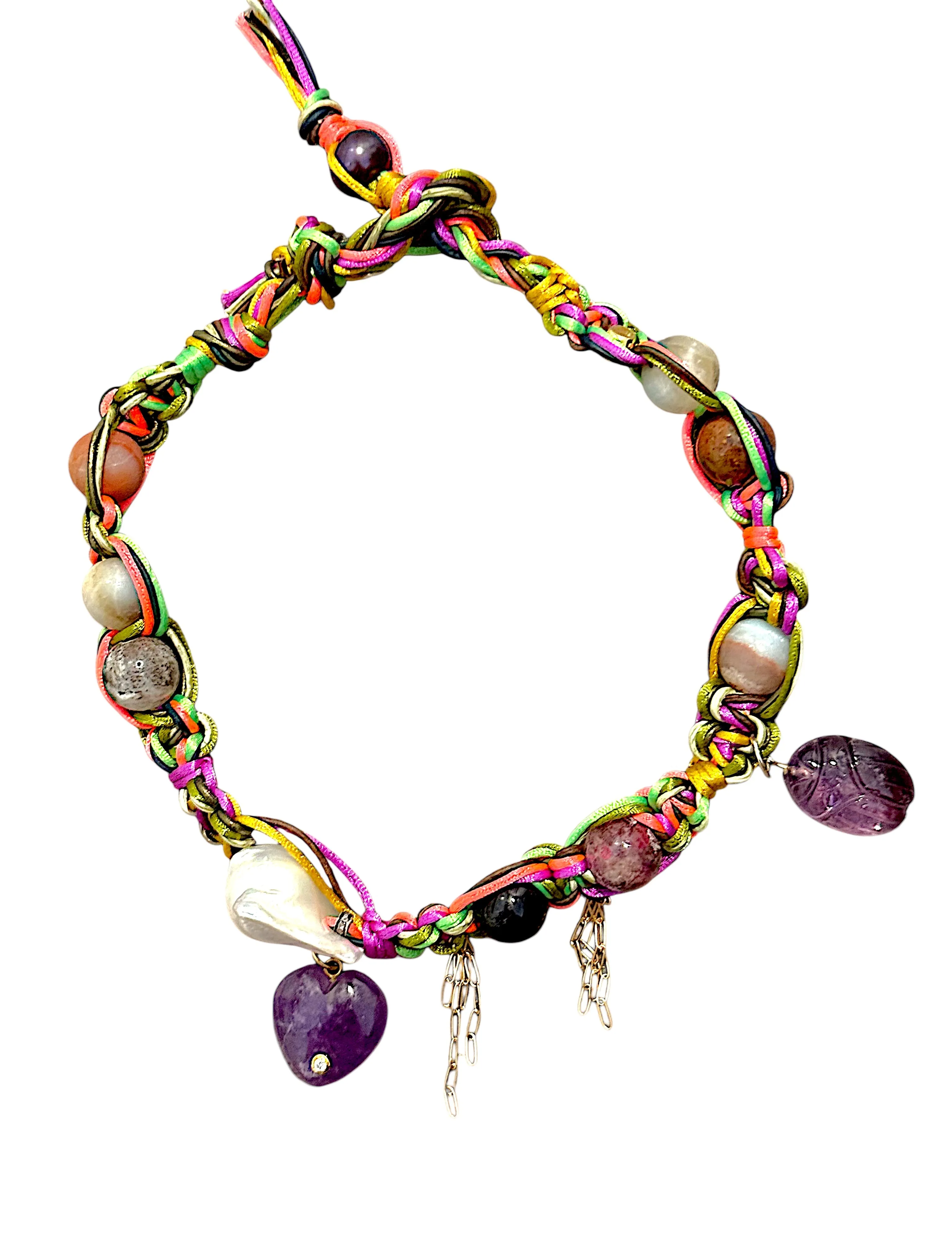 LUCKY LAVENDER IN LOVE SCARAB ROCKER CHOKER