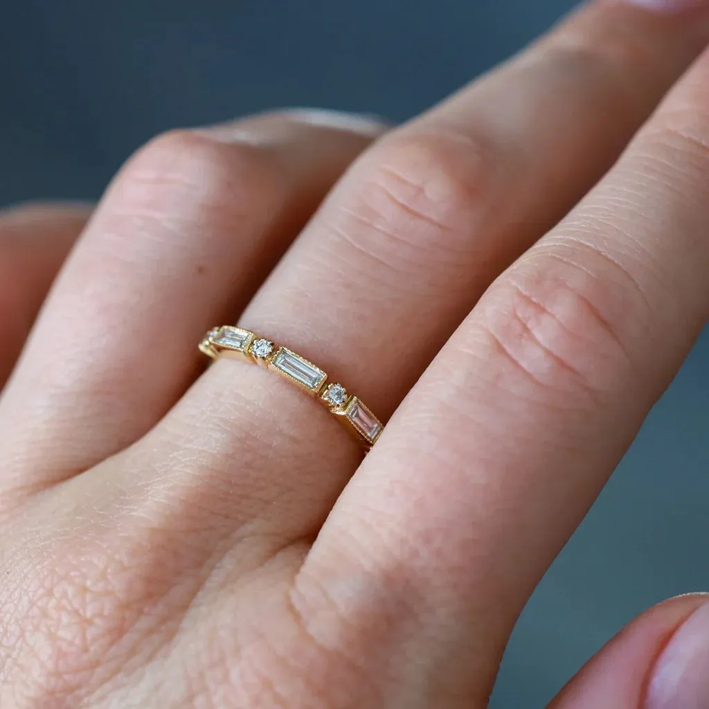 Lucy Baguette and Round Diamond Band