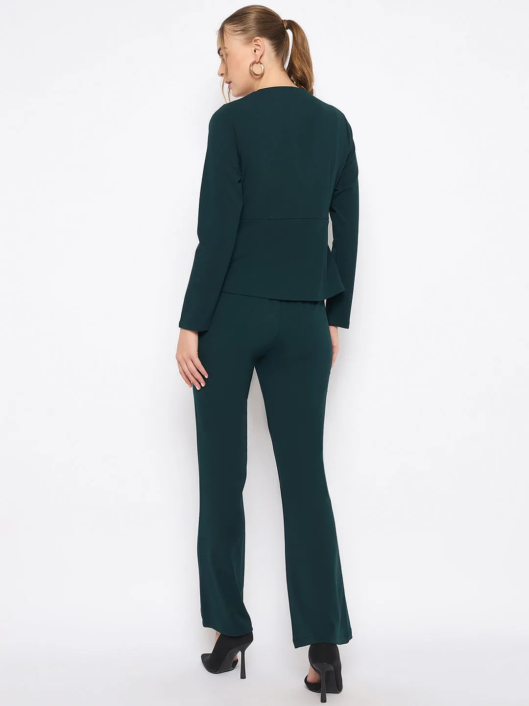 Madame Teal Knit Moss Overlap Top and Bottom Co-ord Set