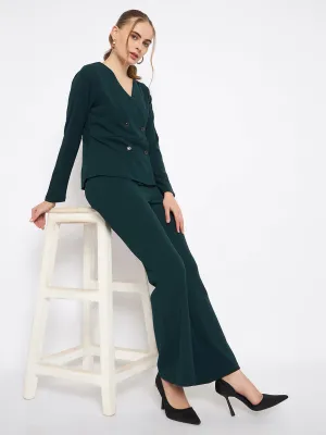 Madame Teal Knit Moss Overlap Top and Bottom Co-ord Set