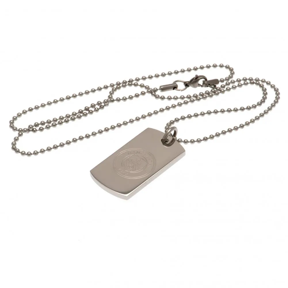 Manchester City FC Engraved Dog Tag & Chain