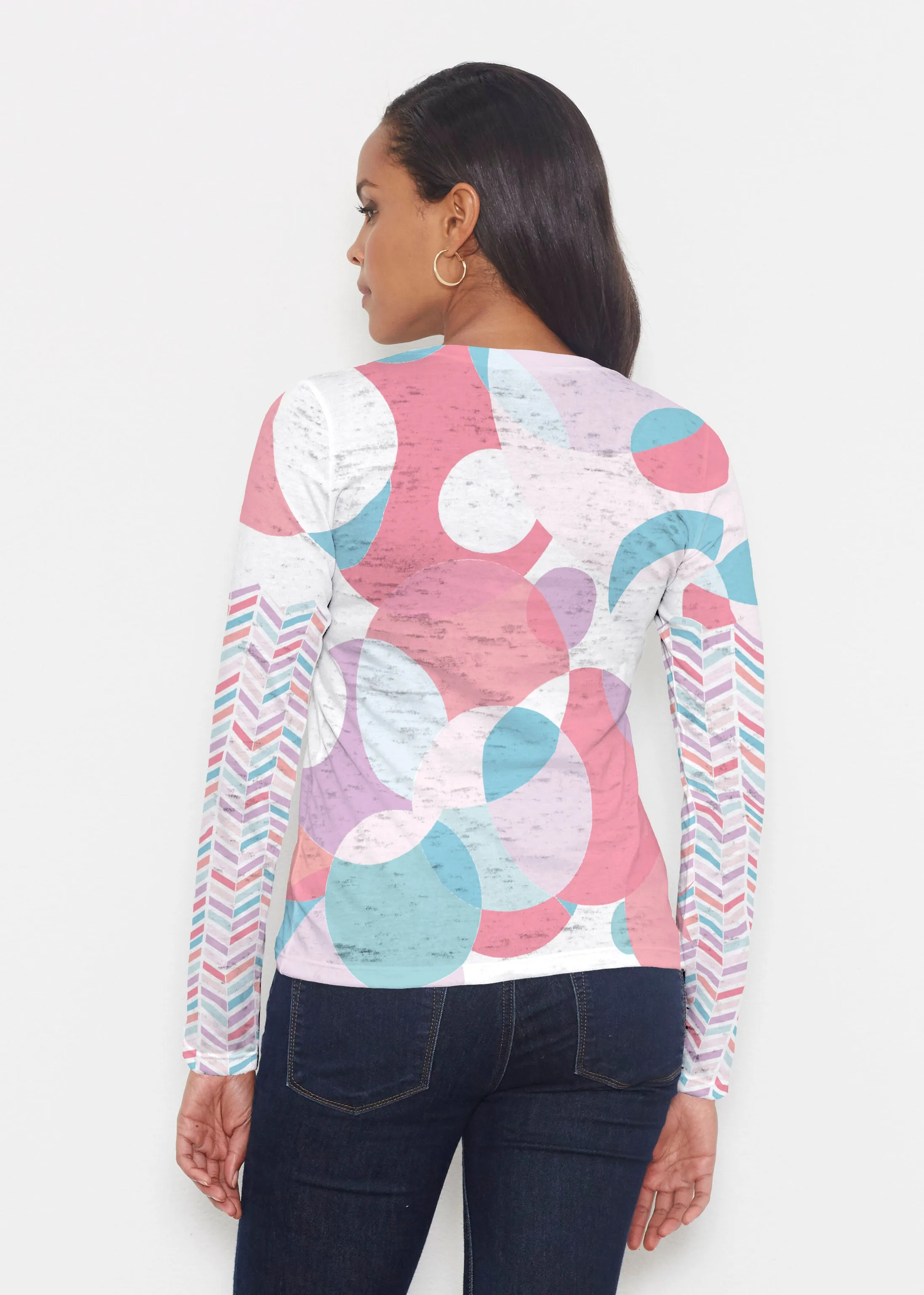 Marble Chevron Pastel (25111) ~ Signature Long Sleeve Crew Shirt