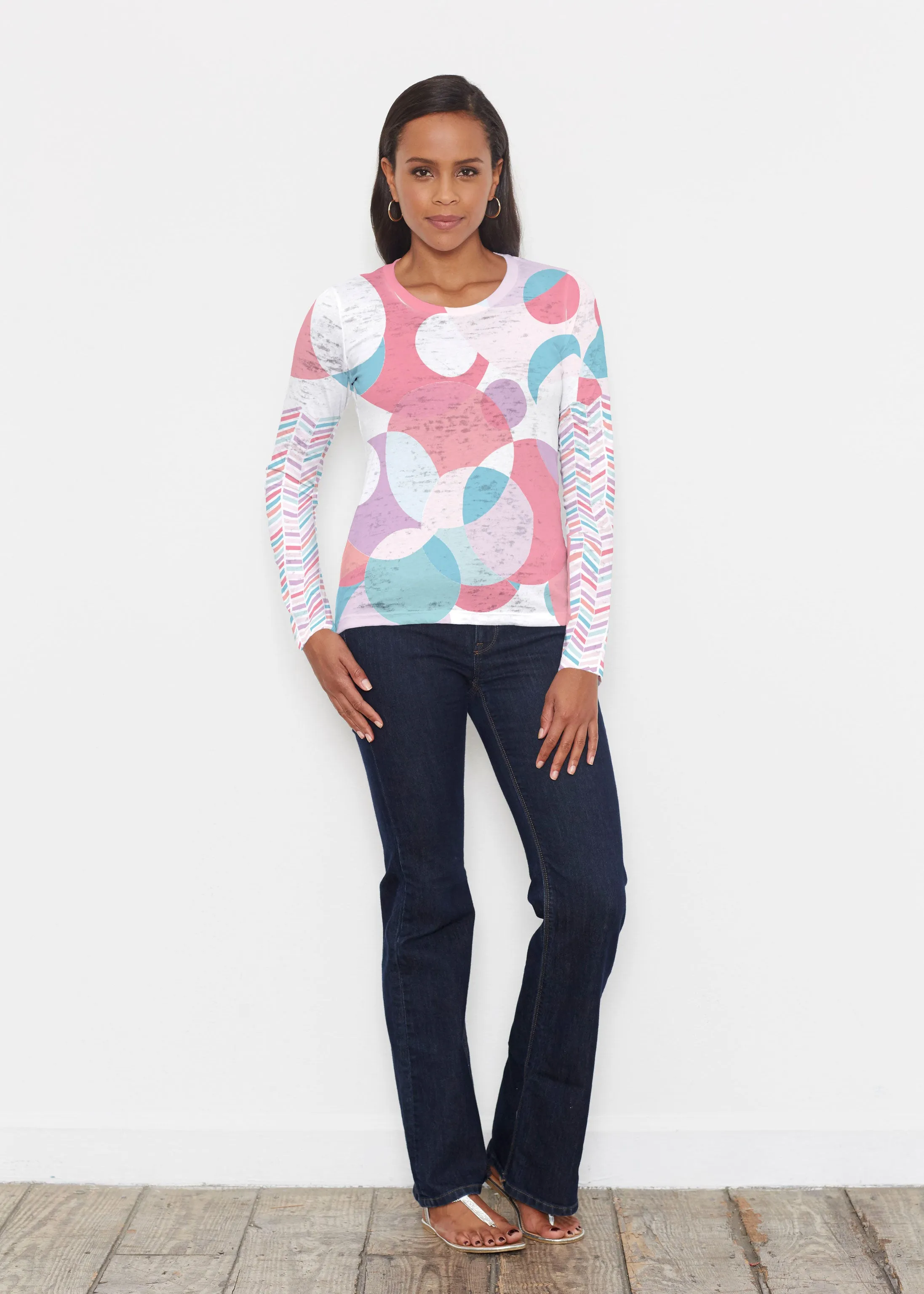 Marble Chevron Pastel (25111) ~ Signature Long Sleeve Crew Shirt