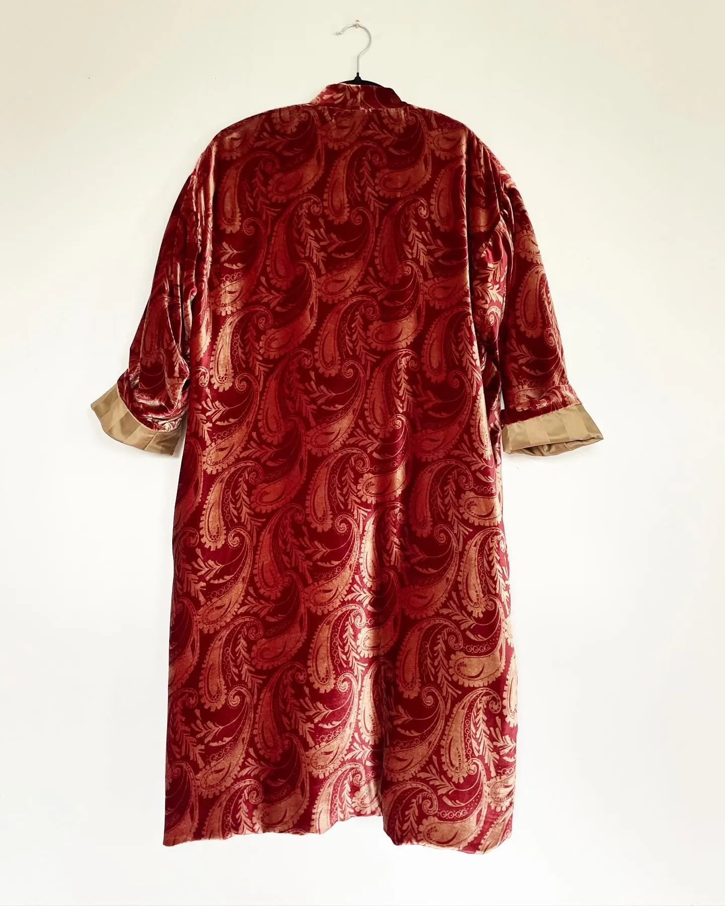 Maroon Paisley Velvet Caftan with Napoleon Artwork