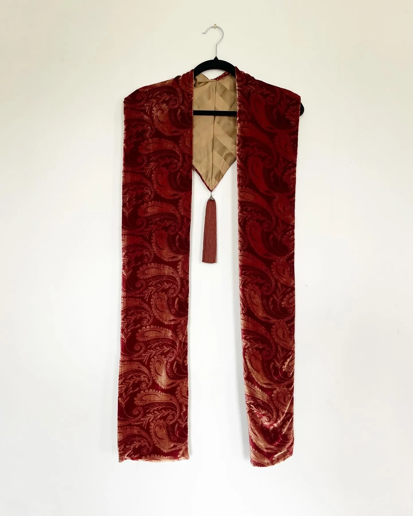 Maroon Paisley Velvet Caftan with Napoleon Artwork