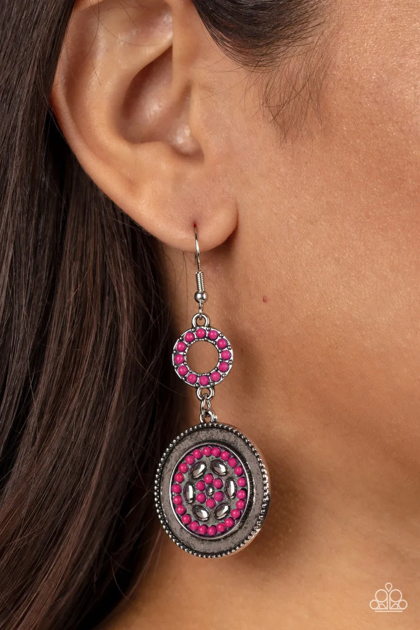 Meadow Mantra - Pink - Seed Bead Flower Paparazzi Fishhook Earrings