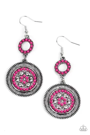 Meadow Mantra - Pink - Seed Bead Flower Paparazzi Fishhook Earrings