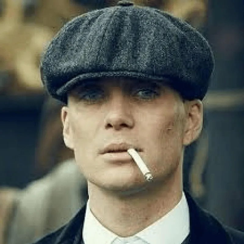 Men's Herringbone Wool Newsboy Cap Gatsby Flat Cap