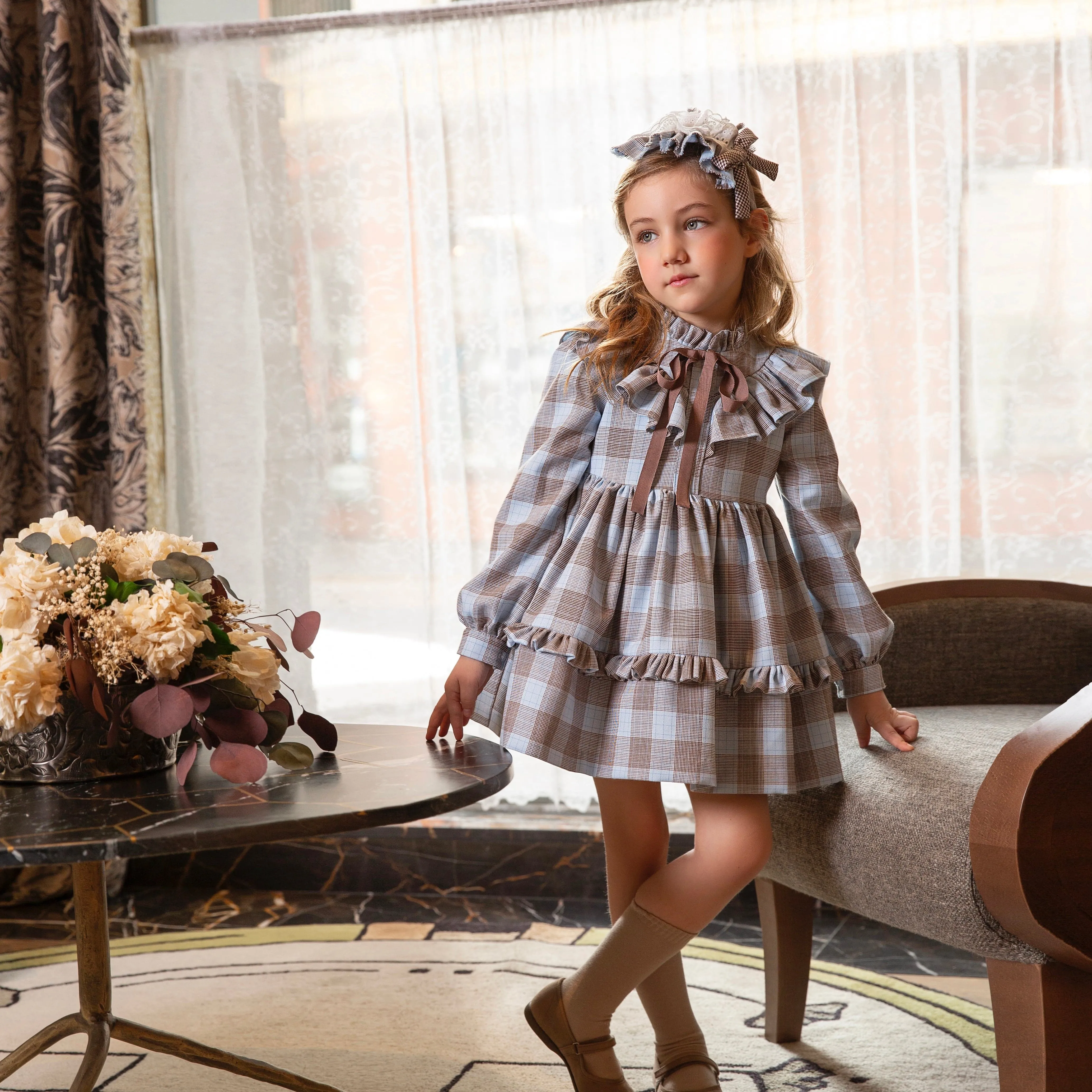 MERAKI - Dress Sweet Tartan - Baby Blue