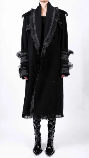 Midi Coat with Fringes
