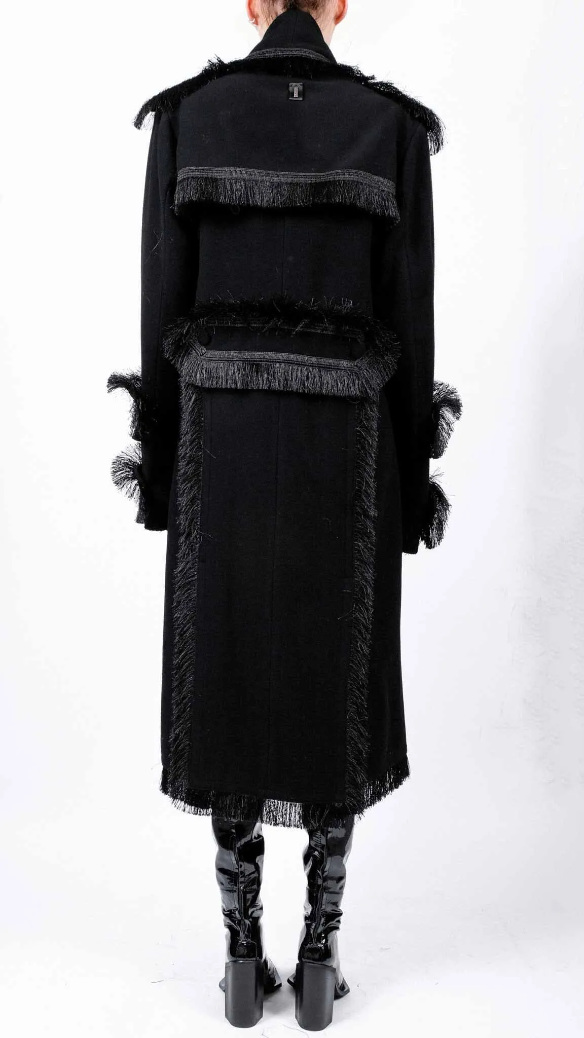 Midi Coat with Fringes
