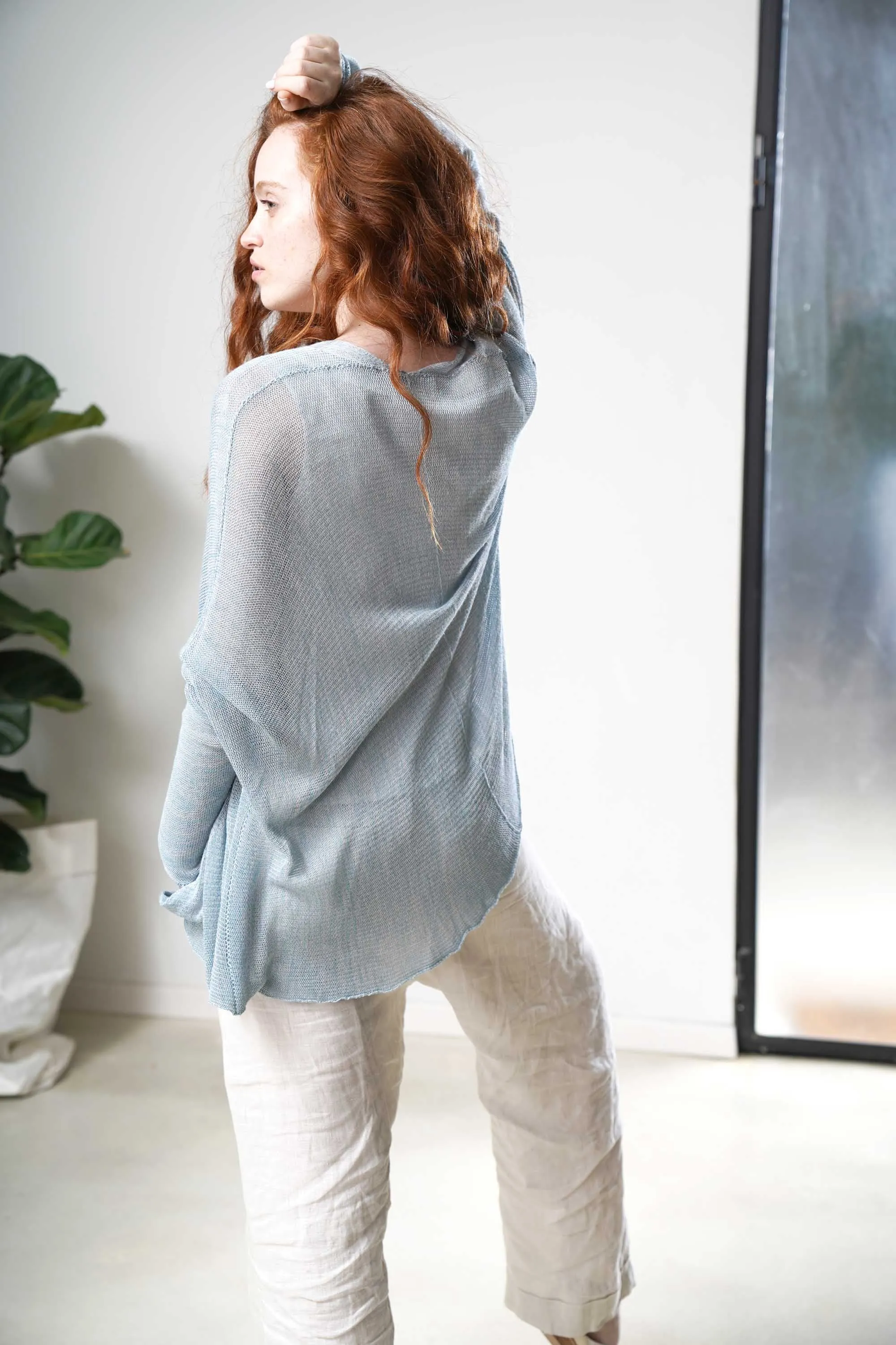 Mint Light teal Breve Short Bamboo Cardigan