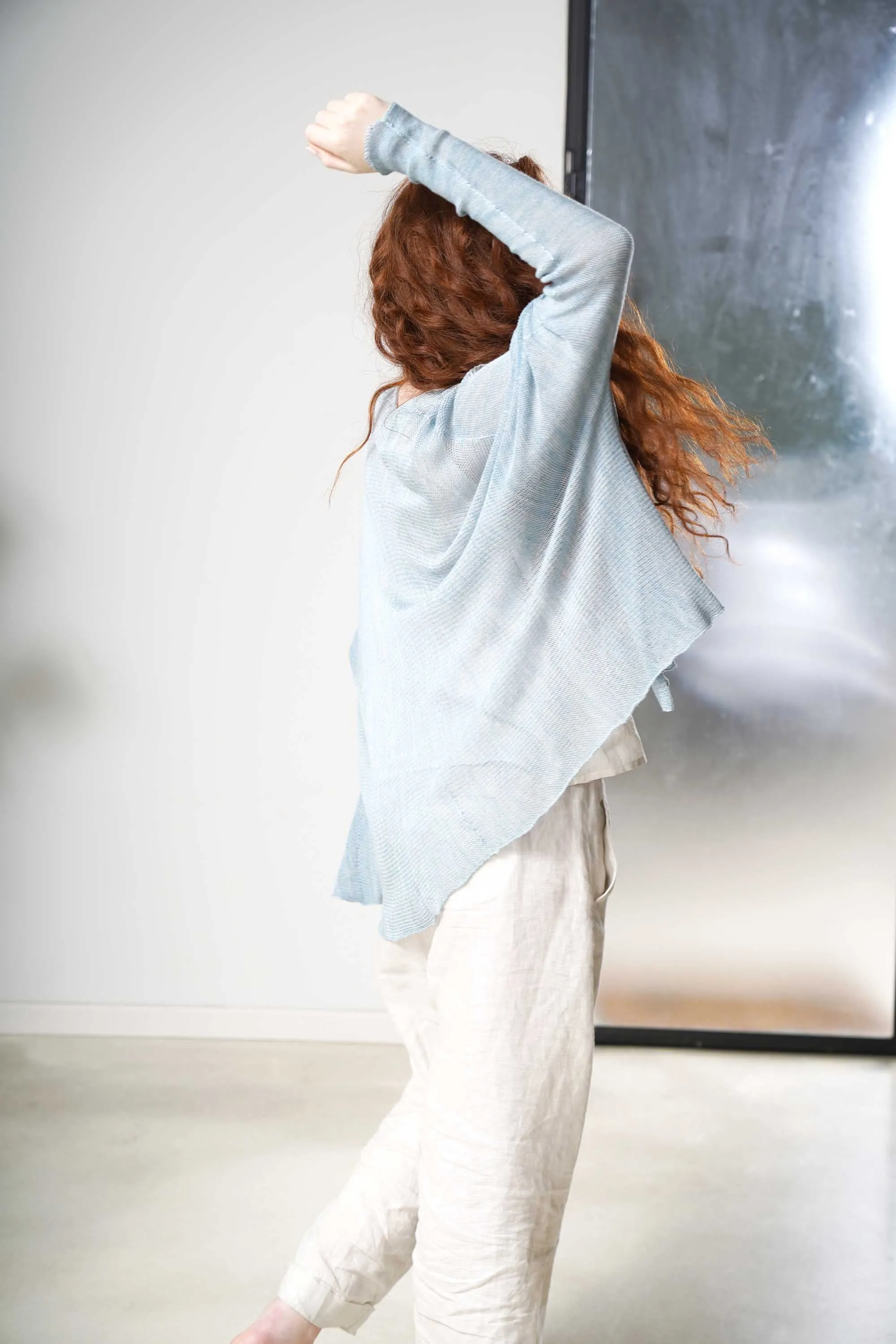 Mint Light teal Breve Short Bamboo Cardigan