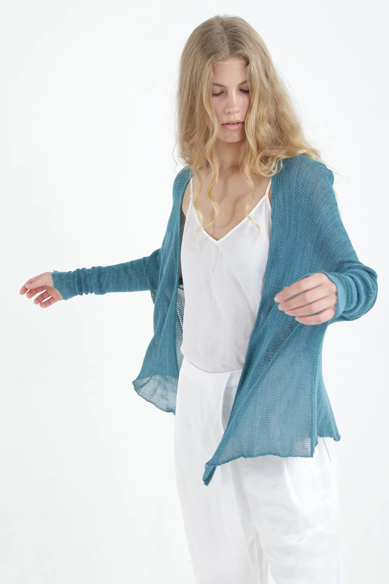 Mint Light teal Breve Short Bamboo Cardigan