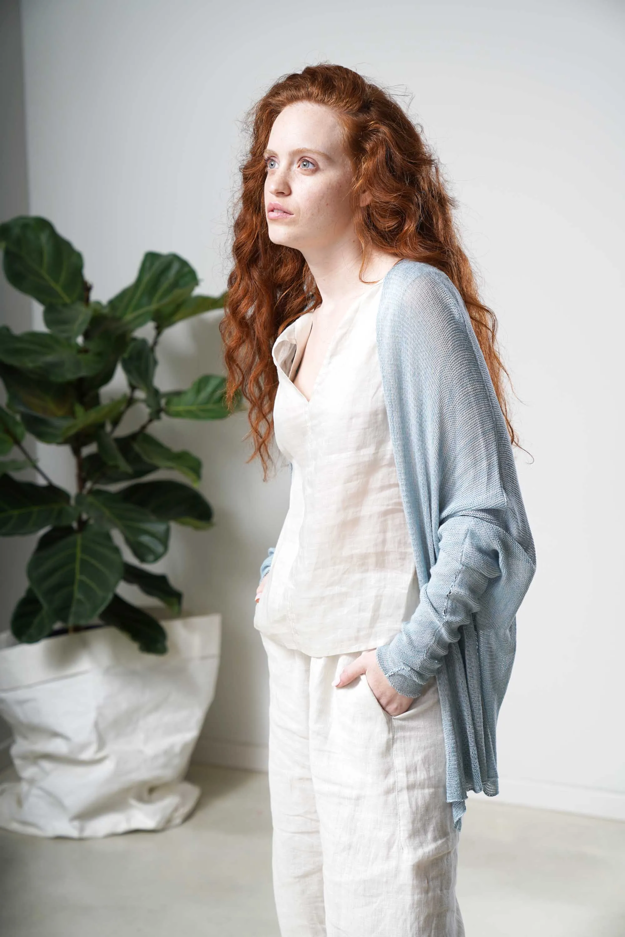 Mint Light teal Breve Short Bamboo Cardigan