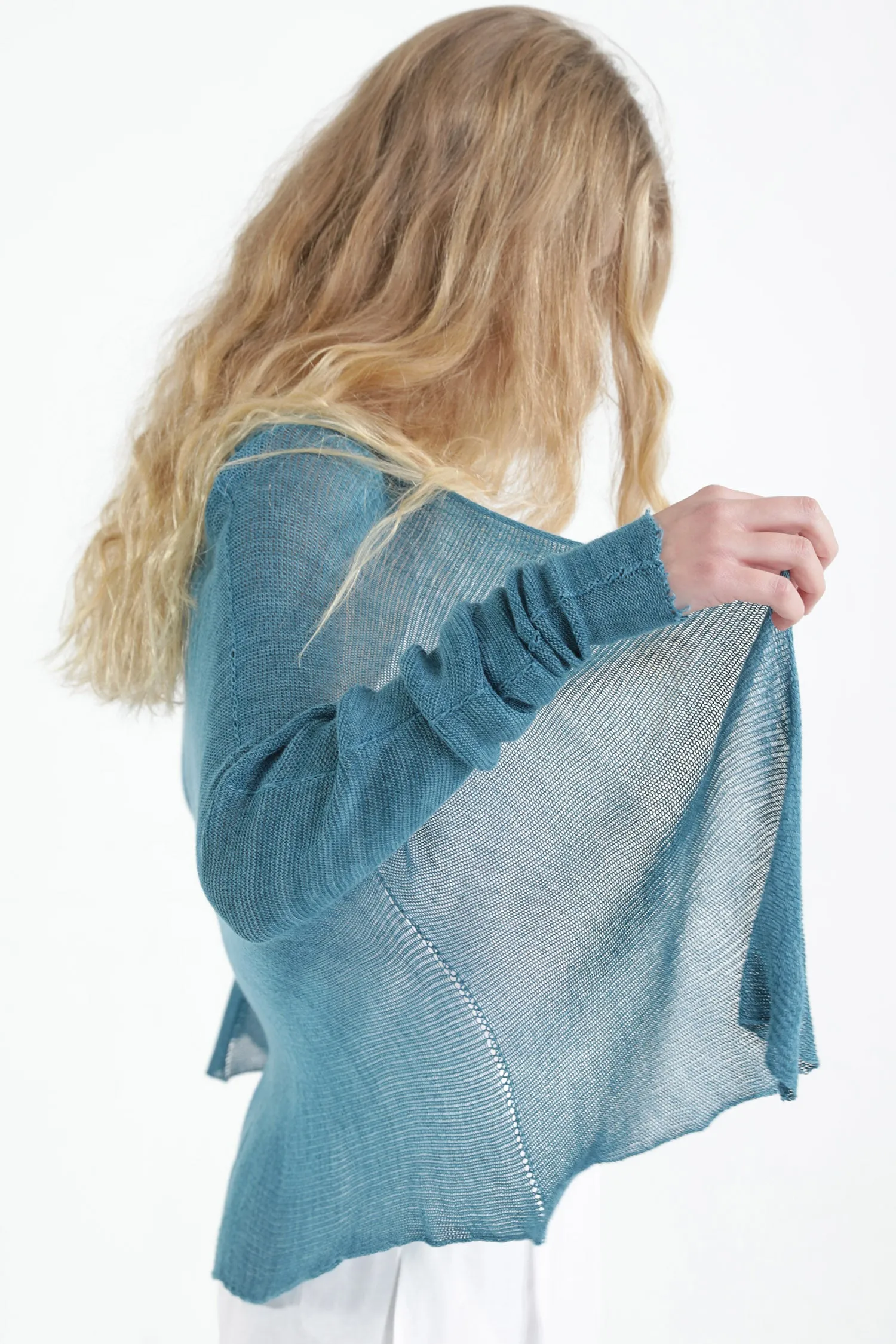 Mint Light teal Breve Short Bamboo Cardigan
