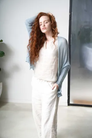 Mint Light teal Breve Short Bamboo Cardigan