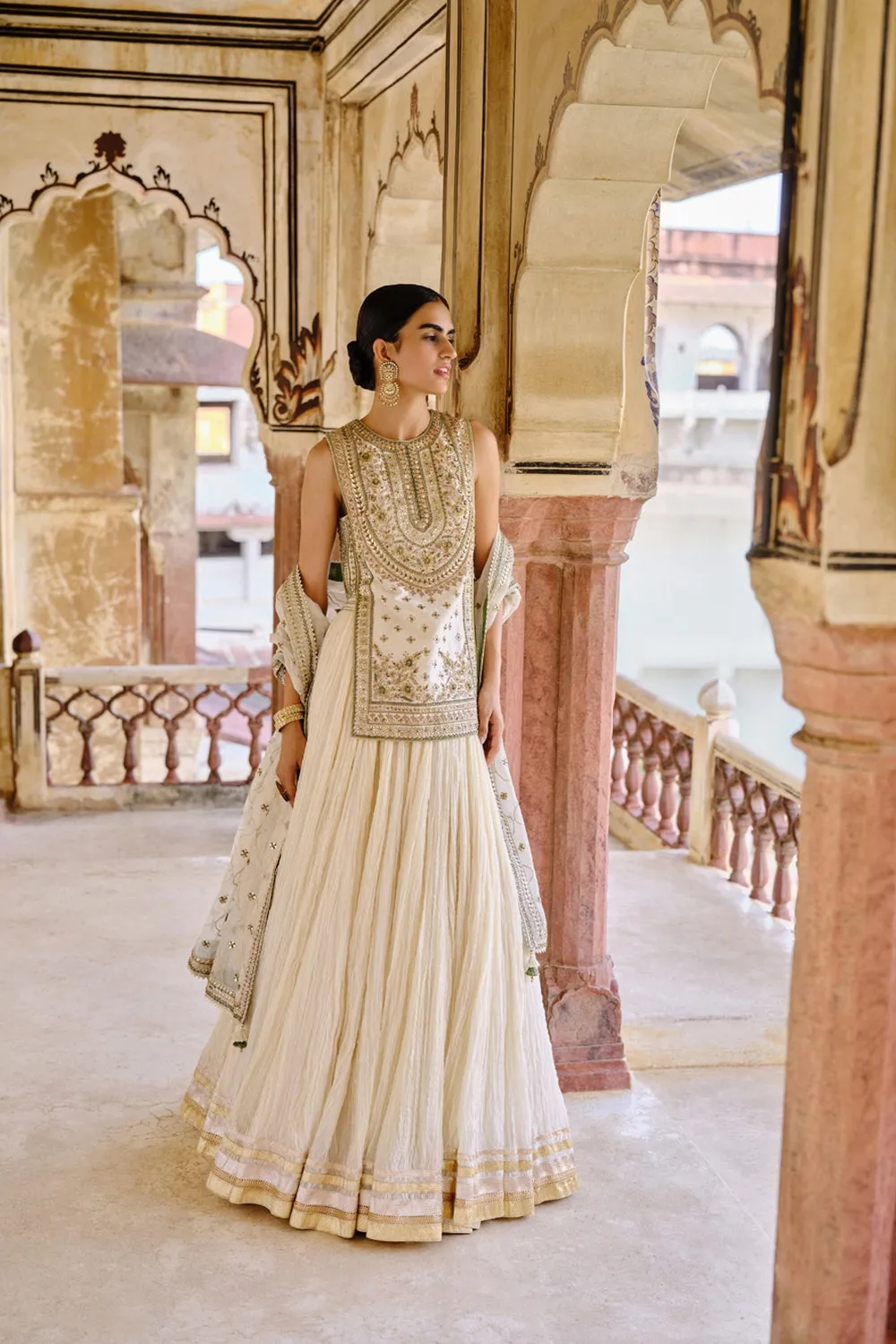 Mirai Gota Patti Mul Lehenga Set Natural