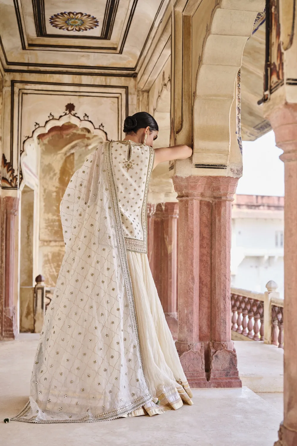 Mirai Gota Patti Mul Lehenga Set Natural