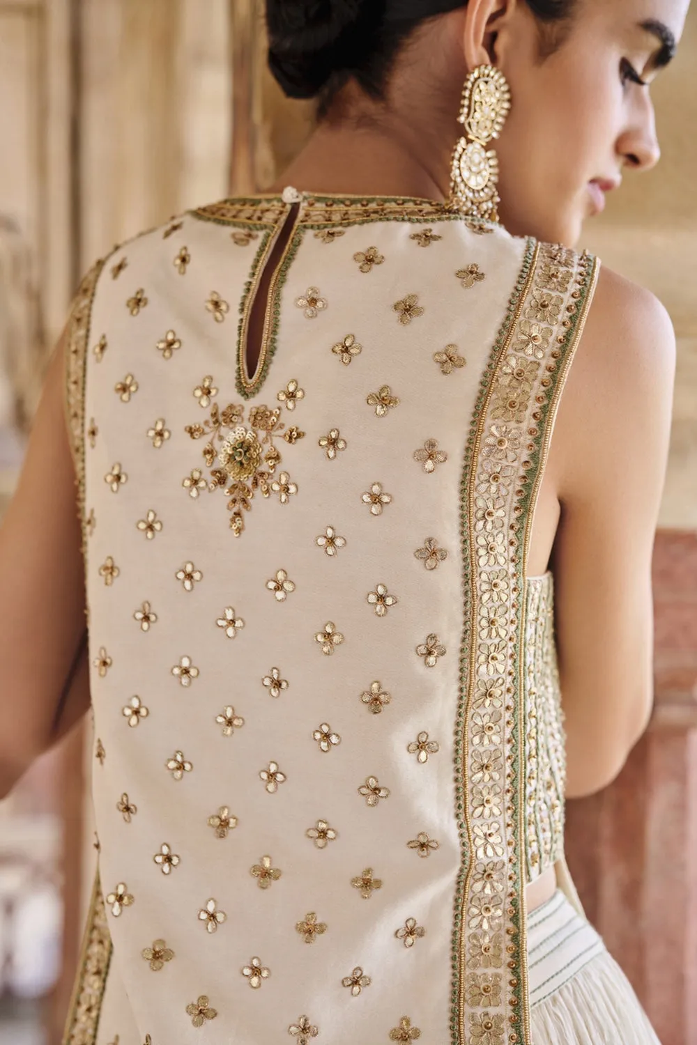 Mirai Gota Patti Mul Lehenga Set Natural