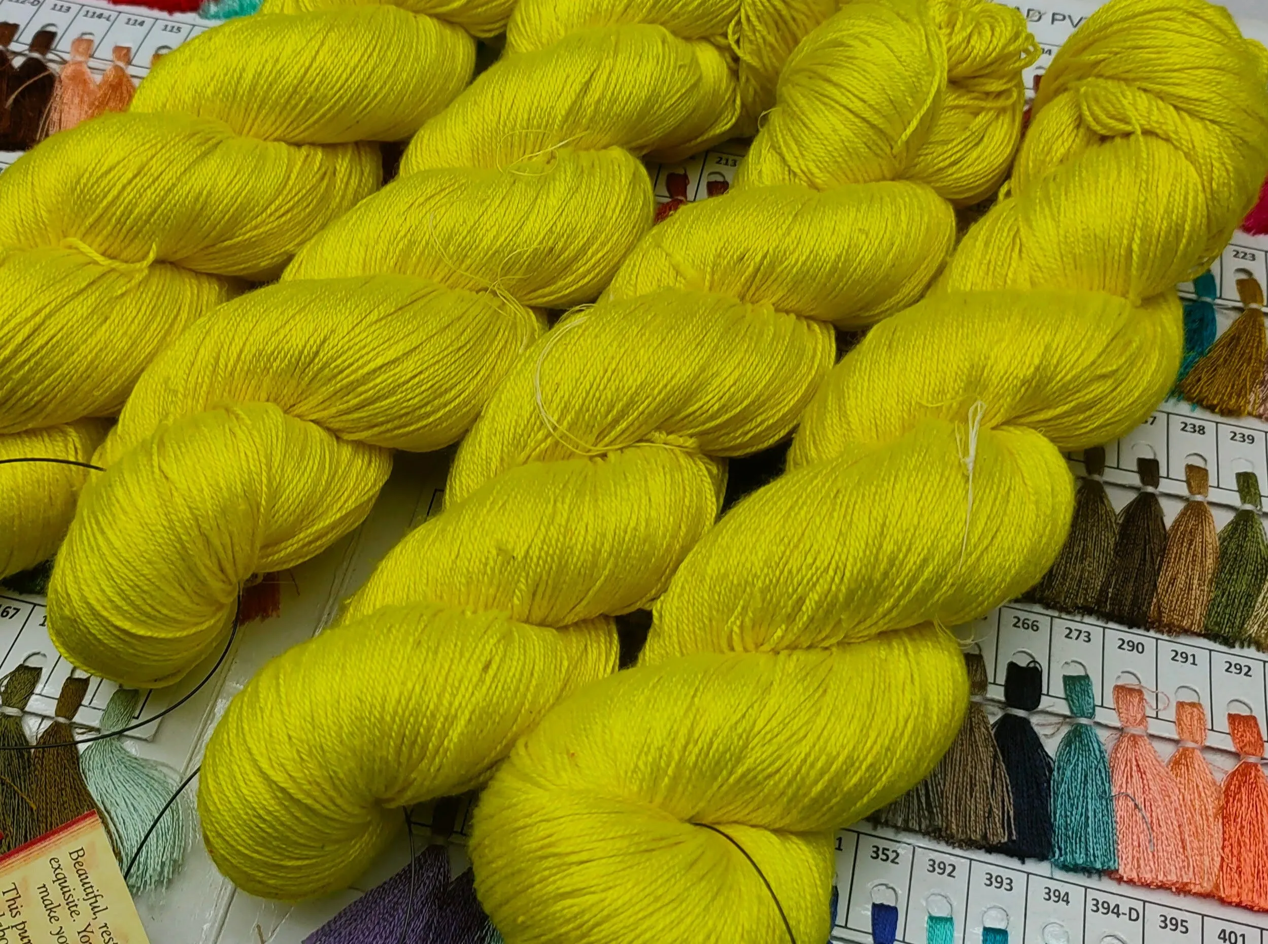 Mulberry Silk Yarn 600M in 100Gram Lemon Yellow