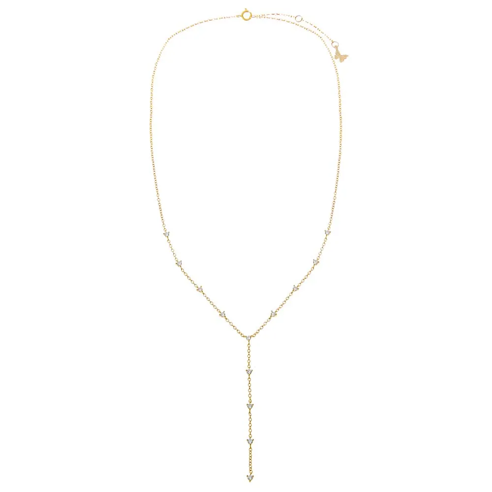 Multi CZ Embedded Lariat Necklace
