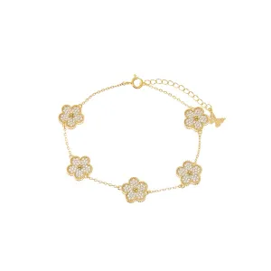 Multi Pave CZ 5 Leaf Clover Bracelet