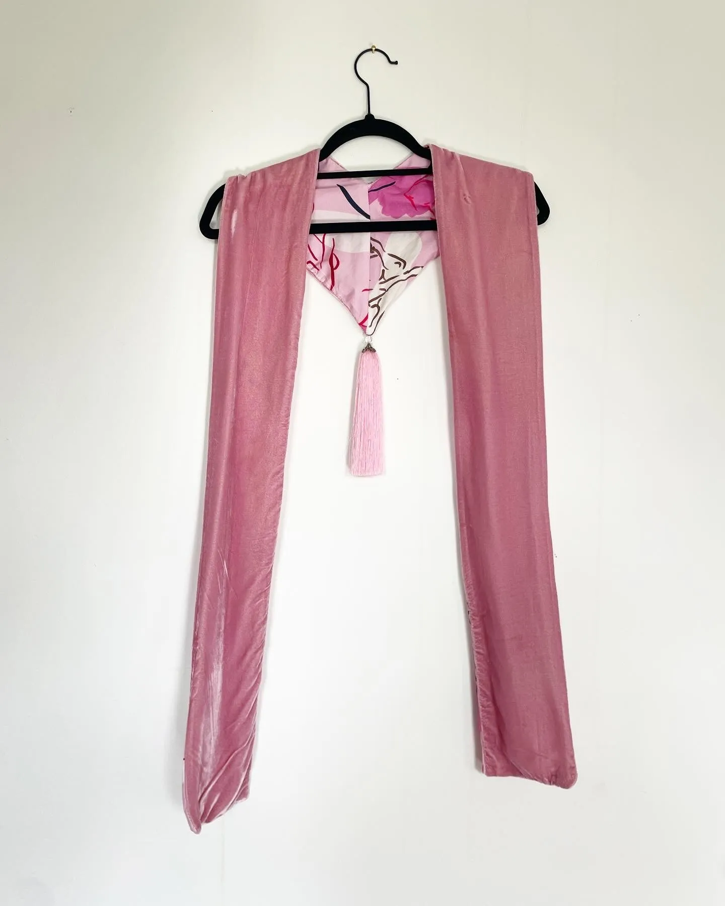 Multi Pink Silk Velvet Caftan with Nudes and Iris Artwork