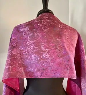 Multidyed bouquet.  Water Marbled Habotai Silk 14x72.