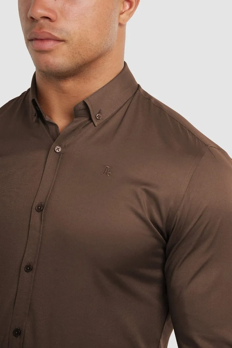 Muscle Fit Signature Shirt in Chocolate