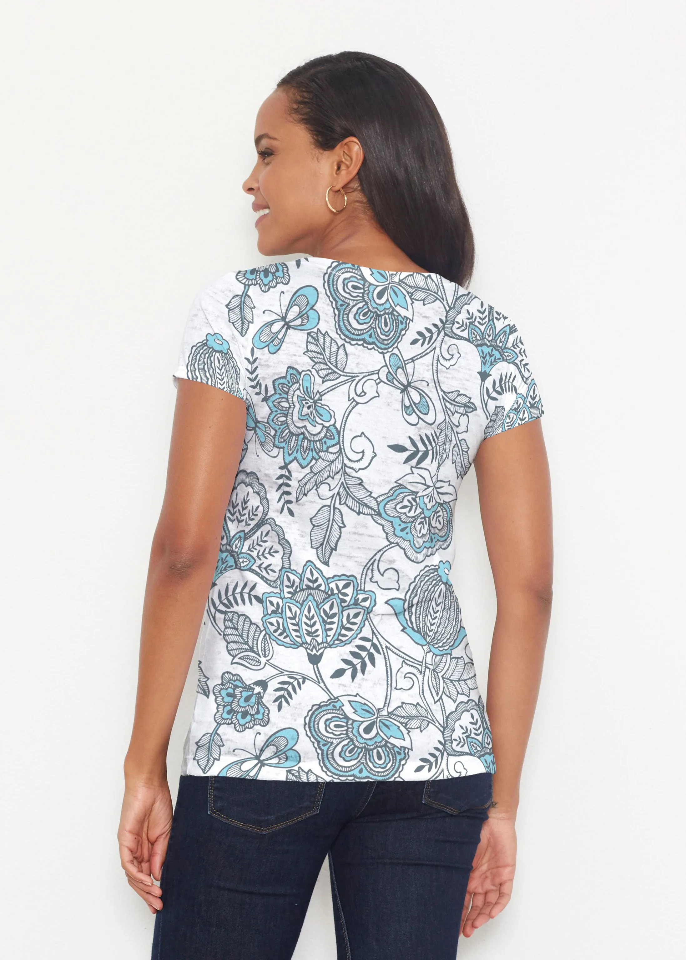 Namaste Floral (13366) ~ Signature Short Sleeve Scoop Shirt