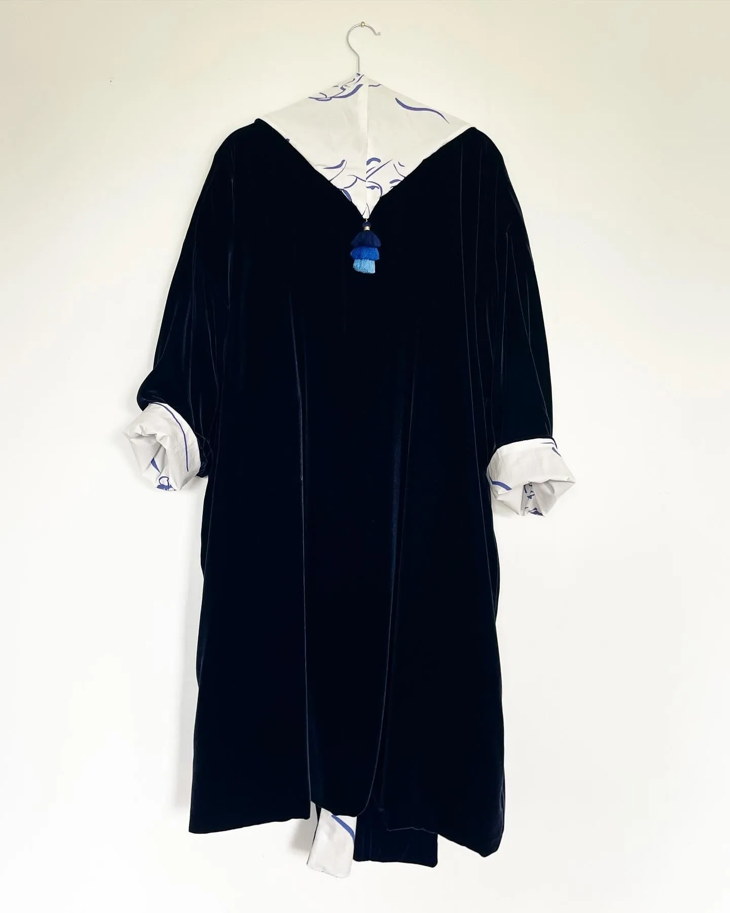 Navy Velvet Caftan with Marie Laveau Artwork